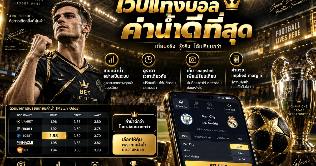 เว็บแทงบอลค่าน้ำดีดูอย่างไร เปรียบเทียบ Odds โดยไม่ดูแค่ตัวเลขสูง อัปเดต 2026