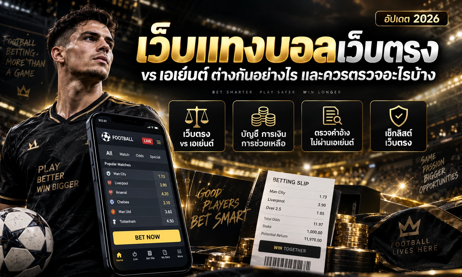 เว็บแทงบอลเว็บตรง ภาพหลักโทนดำทองสำหรับบทความ