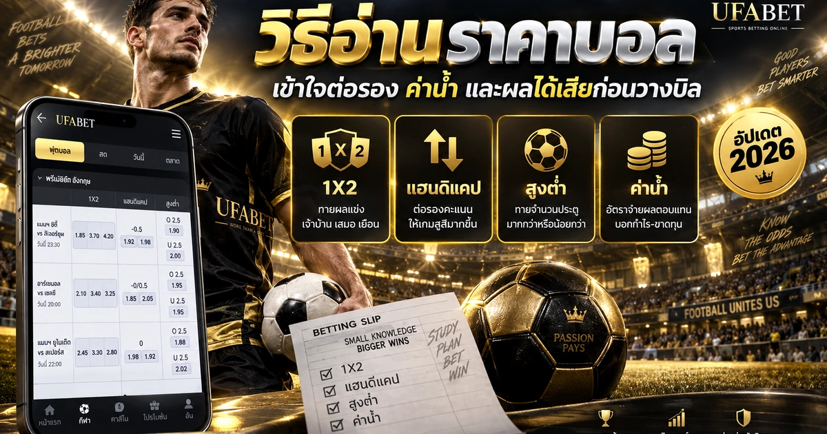 วิธีอ่านราคาบอลสำหรับผู้เริ่มต้น เข้าใจต่อรอง ค่าน้ำ และผลได้เสีย