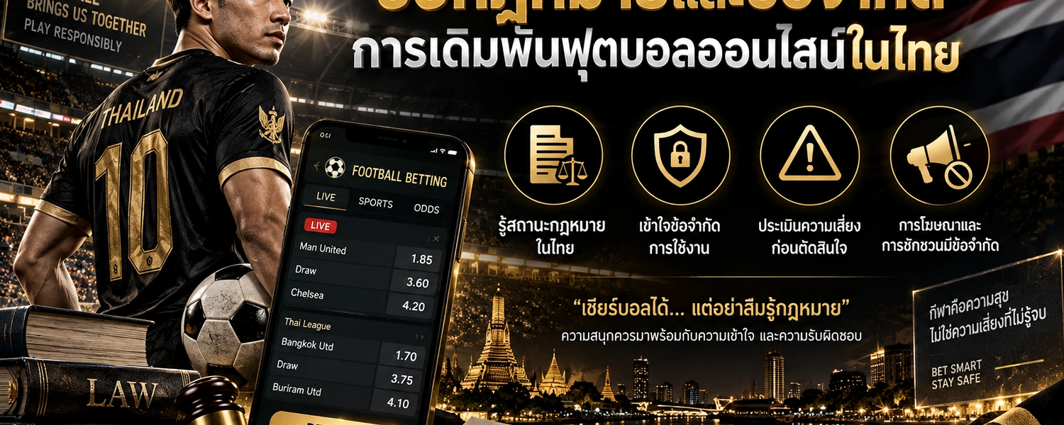 กฎหมายแทงบอลออนไลน์ ไทย ภาพประกอบเนื้อหาโทนดำทอง
