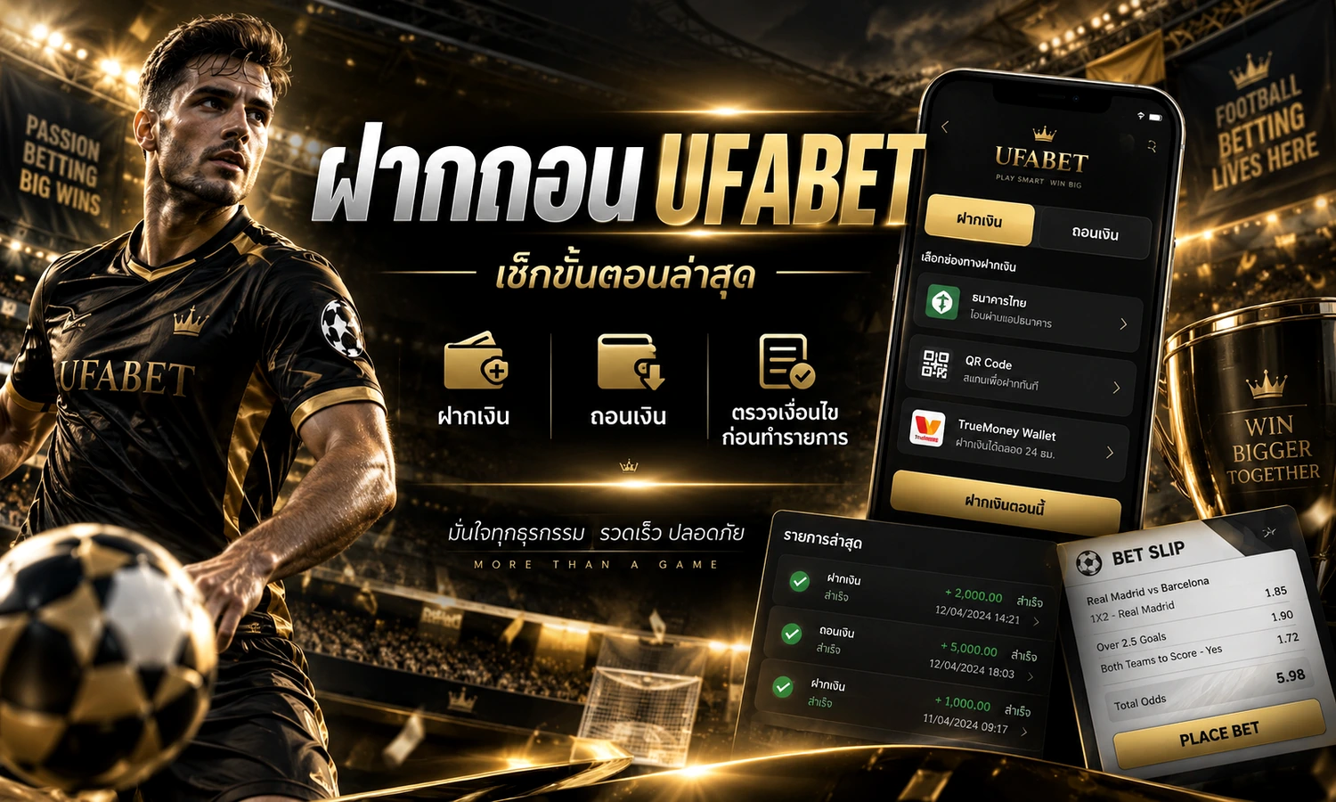 ฝากถอน UFABET ภาพหลักโทนดำทองสำหรับบทความ