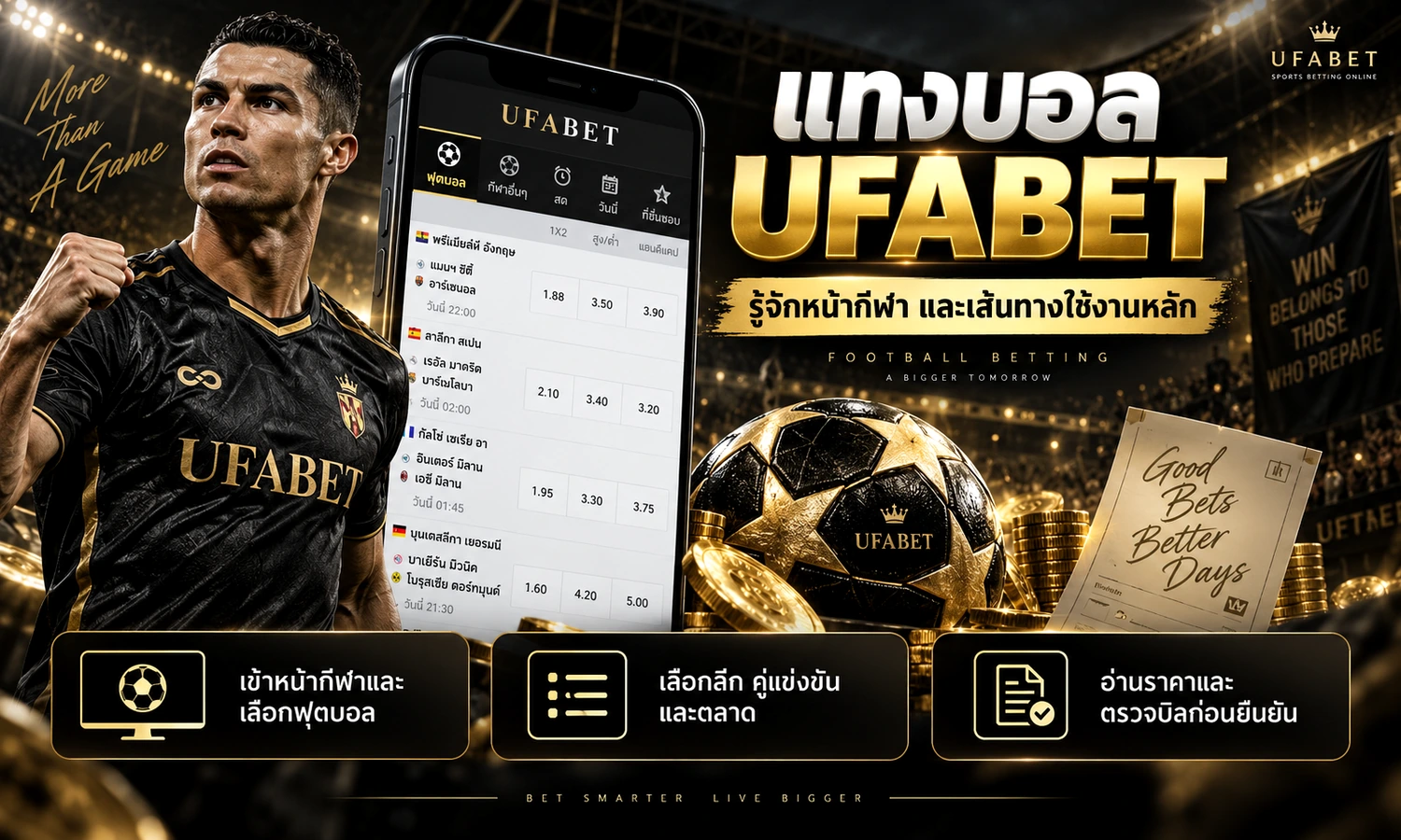 แทงบอล UFABET ภาพหลักโทนดำทองสำหรับบทความ