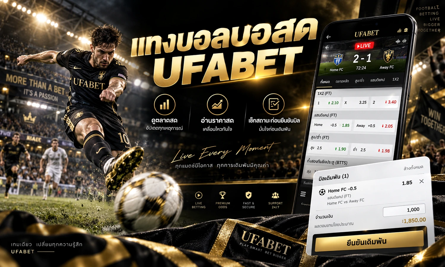 แทงบอลบอลสด UFABET ภาพหลักโทนดำทองสำหรับบทความ
