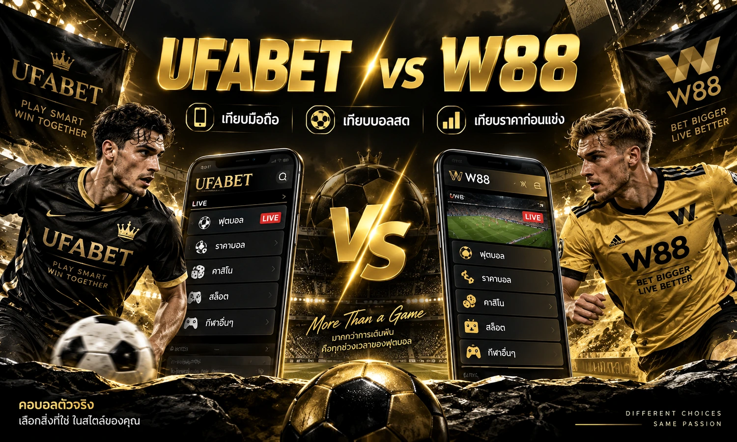 UFABET vs W88 ภาพหลักโทนดำทองสำหรับบทความ